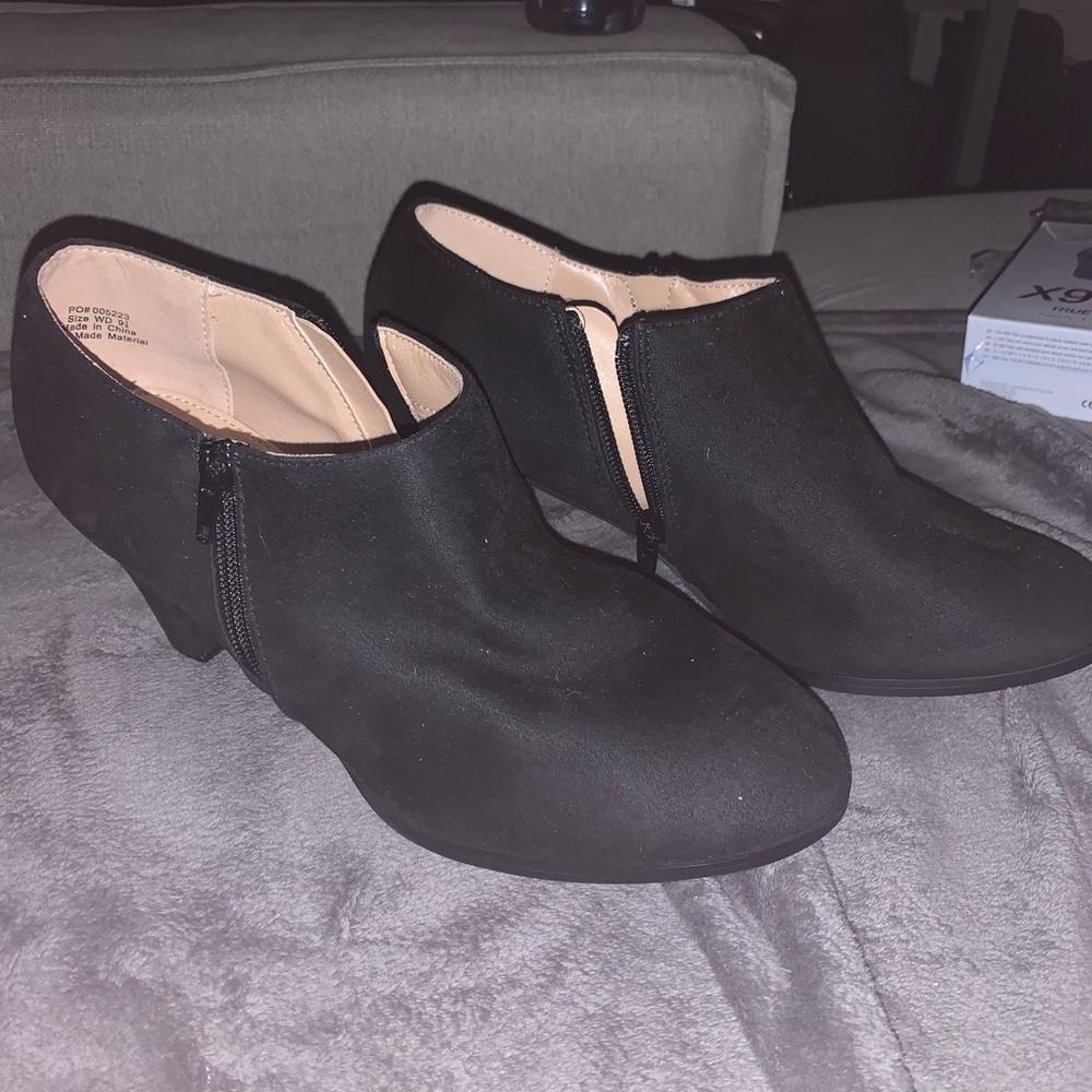 Black wide width booties. Size 9.5